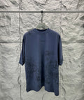 Balenciaga short-sleeve T-shirt, dark blue crew neck, front graphic logo