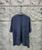 Balenciaga short-sleeve T-shirt, dark blue crew neck, front graphic logo