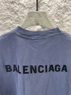 Balenciaga short-sleeve T-shirt, dark blue collar and large back BALENCIAGA print