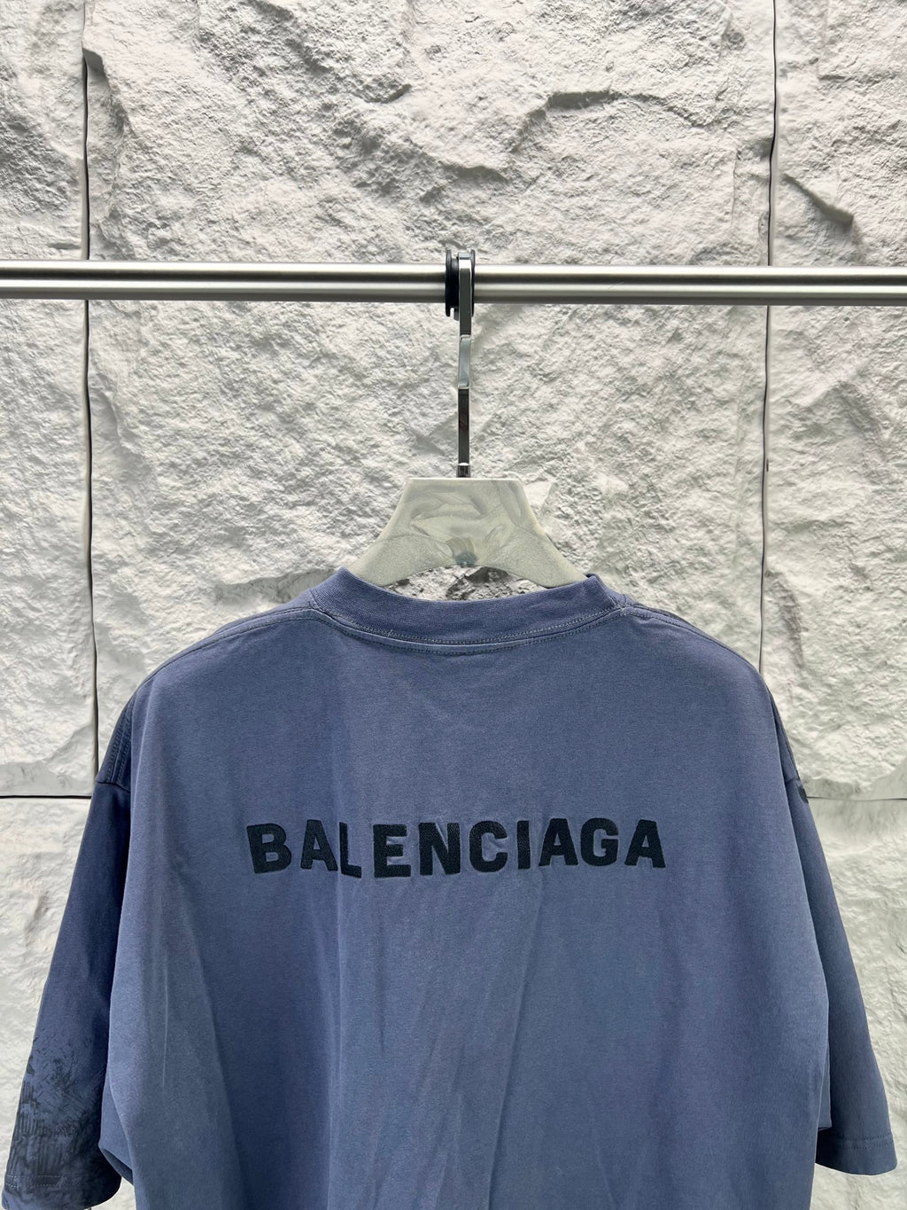 Balenciaga short-sleeve T-shirt, dark blue back BALENCIAGA logo