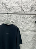 Balenciaga short-sleeve T-shirt in dark navy with minimal chest logo