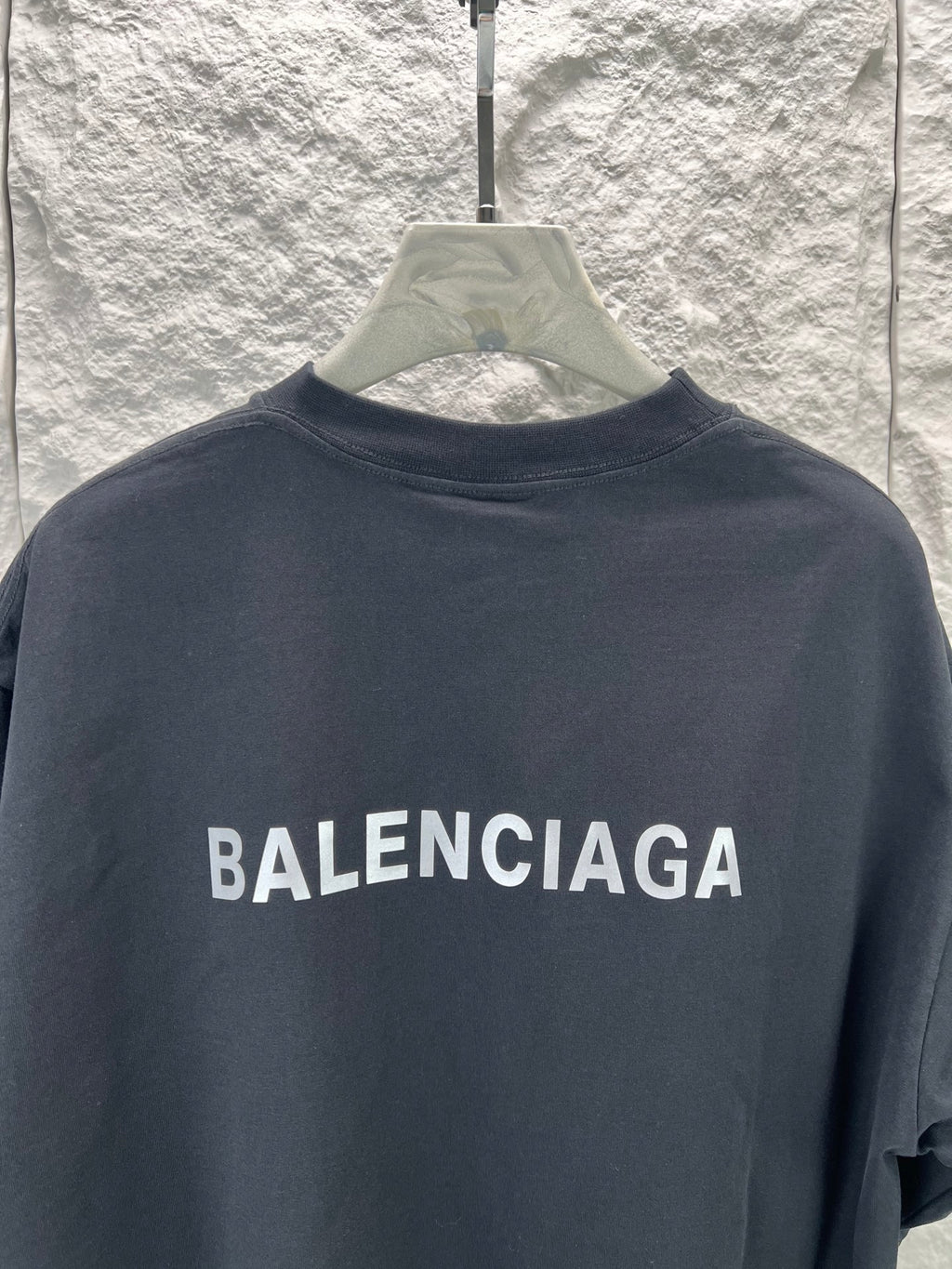 Balenciaga short-sleeve T-shirt in dark navy with large BALENCIAGA text