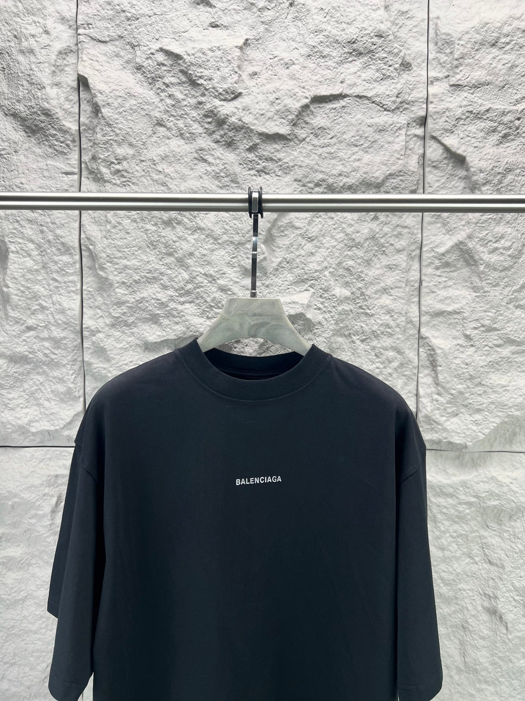 Balenciaga short-sleeve T-shirt in dark navy with small BALENCIAGA logo
