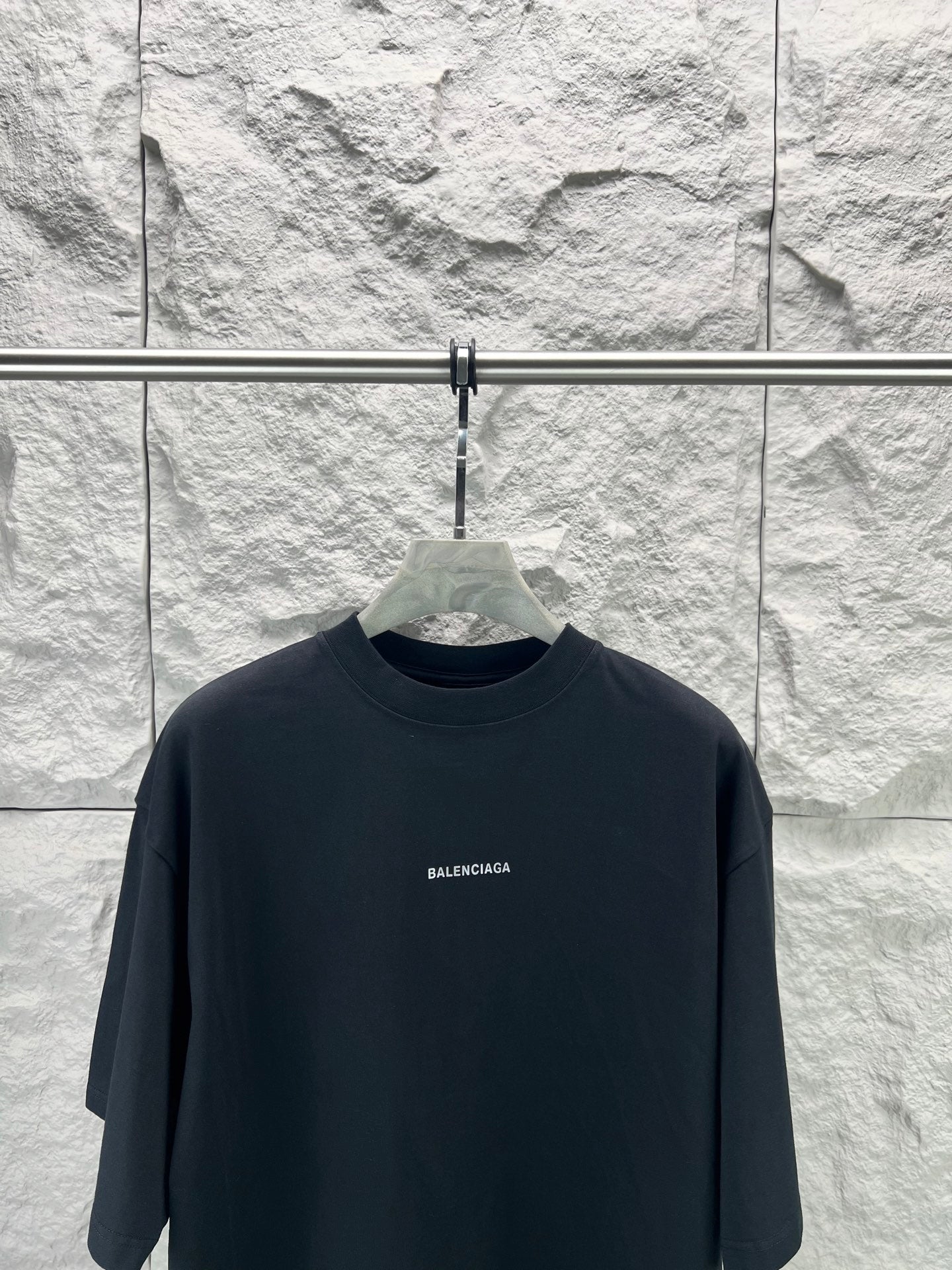 Balenciaga short-sleeve T-shirt in dark navy with small BALENCIAGA logo