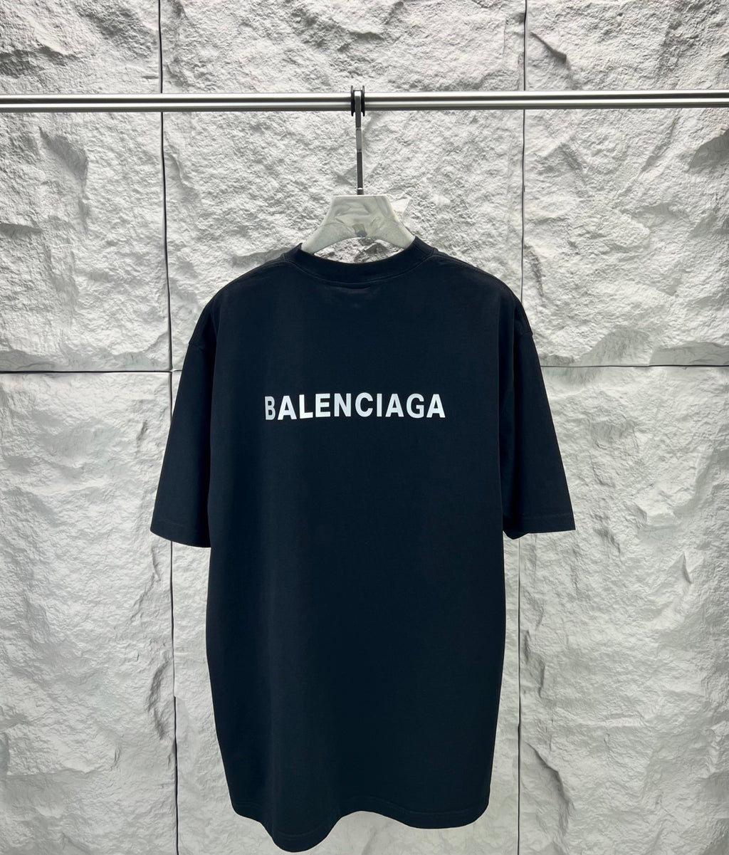 Balenciaga short-sleeve T-shirt in dark navy with BALENCIAGA chest logo