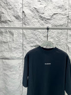 Balenciaga short-sleeve T-shirt in dark navy, small BALENCIAGA logo at chest
