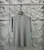 Light gray crewneck T-shirt on hanger, long sleeves, small BALENCIAGA logo