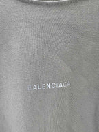 BALENCIAGA logo on light gray knit crewneck T-shirt chest