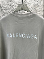 Light gray crewneck T-shirt back view with BALENCIAGA logo