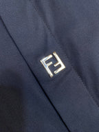 Fendi long-sleeve button-up shirt with metallic FENDI logo detail on chest panel