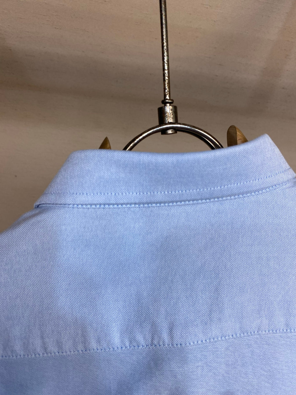 Light blue shirt collar with clean seam detail