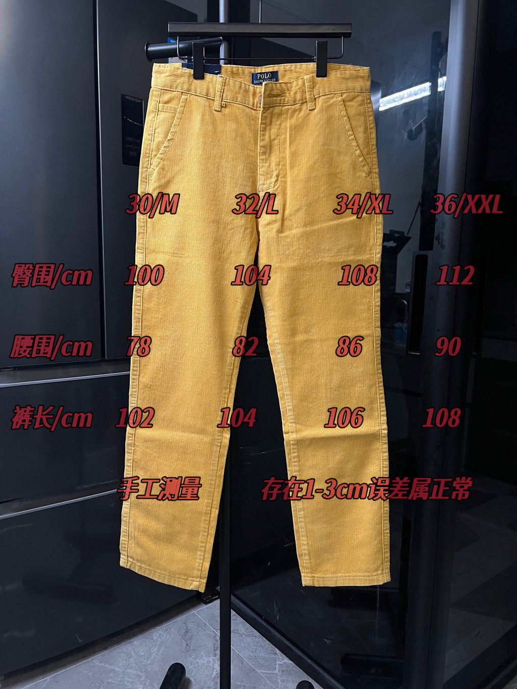 Ralph Lauren mustard-yellow pants with printed size labels