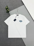 White short-sleeve T-shirt with small PRADA logo at chest