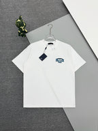 White short-sleeve T-shirt with small PRADA logo at chest