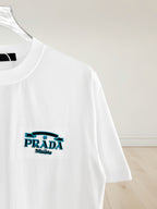 Prada short-sleeve T-shirt, white, embroidered chest logo