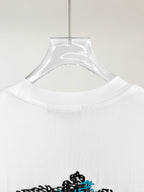 Prada T-shirt collar close-up with hanging tag