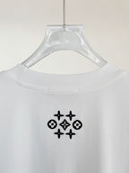 White short-sleeve T-shirt back with geometric star flower icon