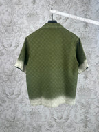 Gucci green short-sleeve button-up shirt, allover monogram pattern, back view