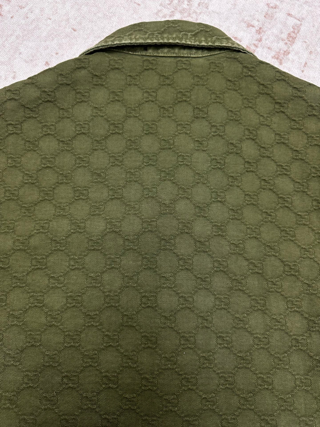 Gucci green shorts back with allover monogram pattern