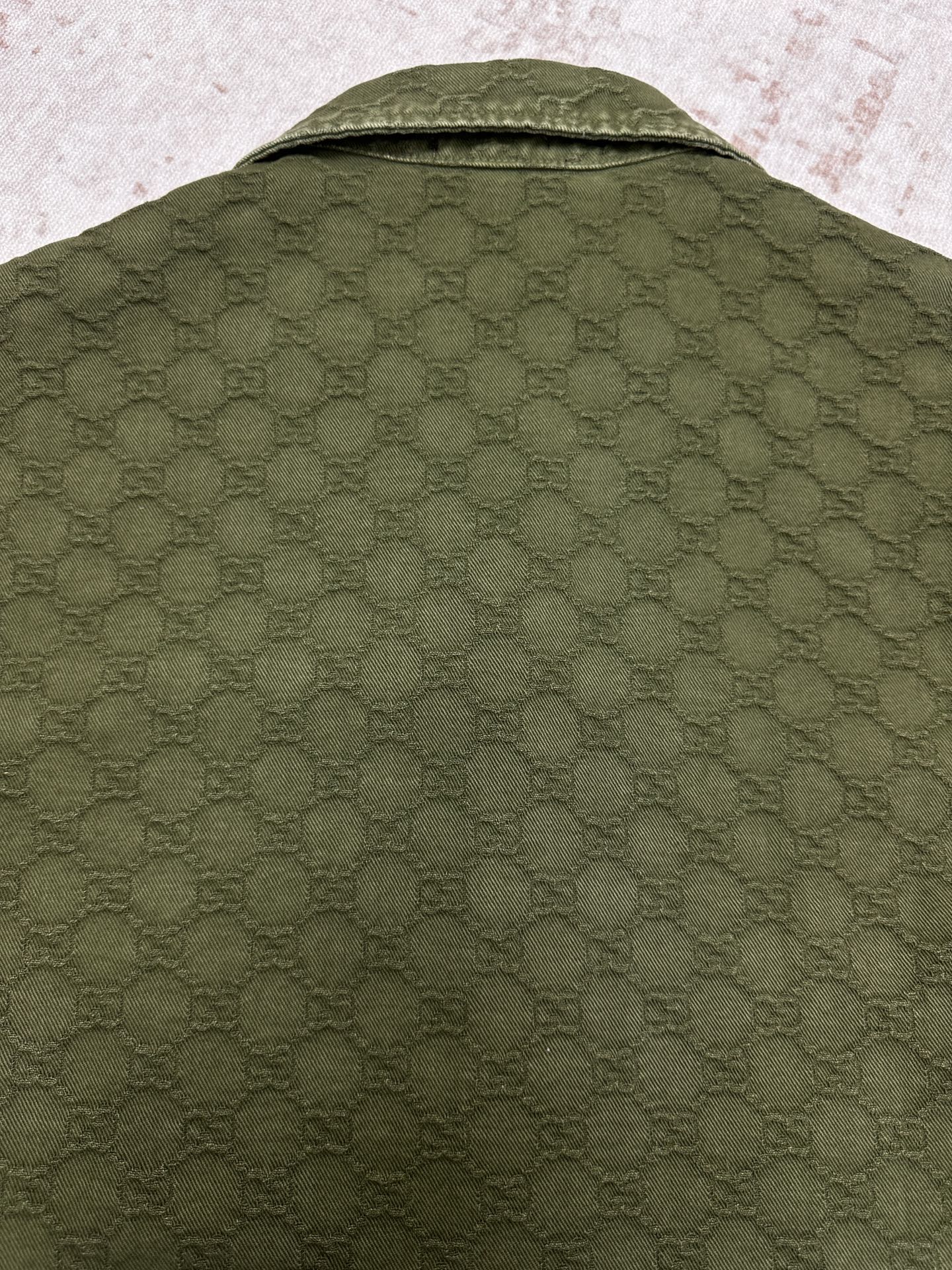 Gucci green shorts back with allover monogram pattern