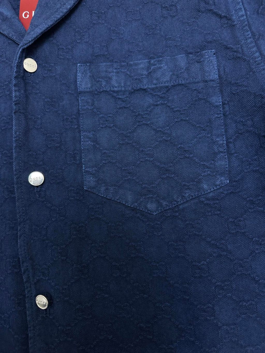 Gucci short-sleeve button shirt chest pocket and silver-tone buttons