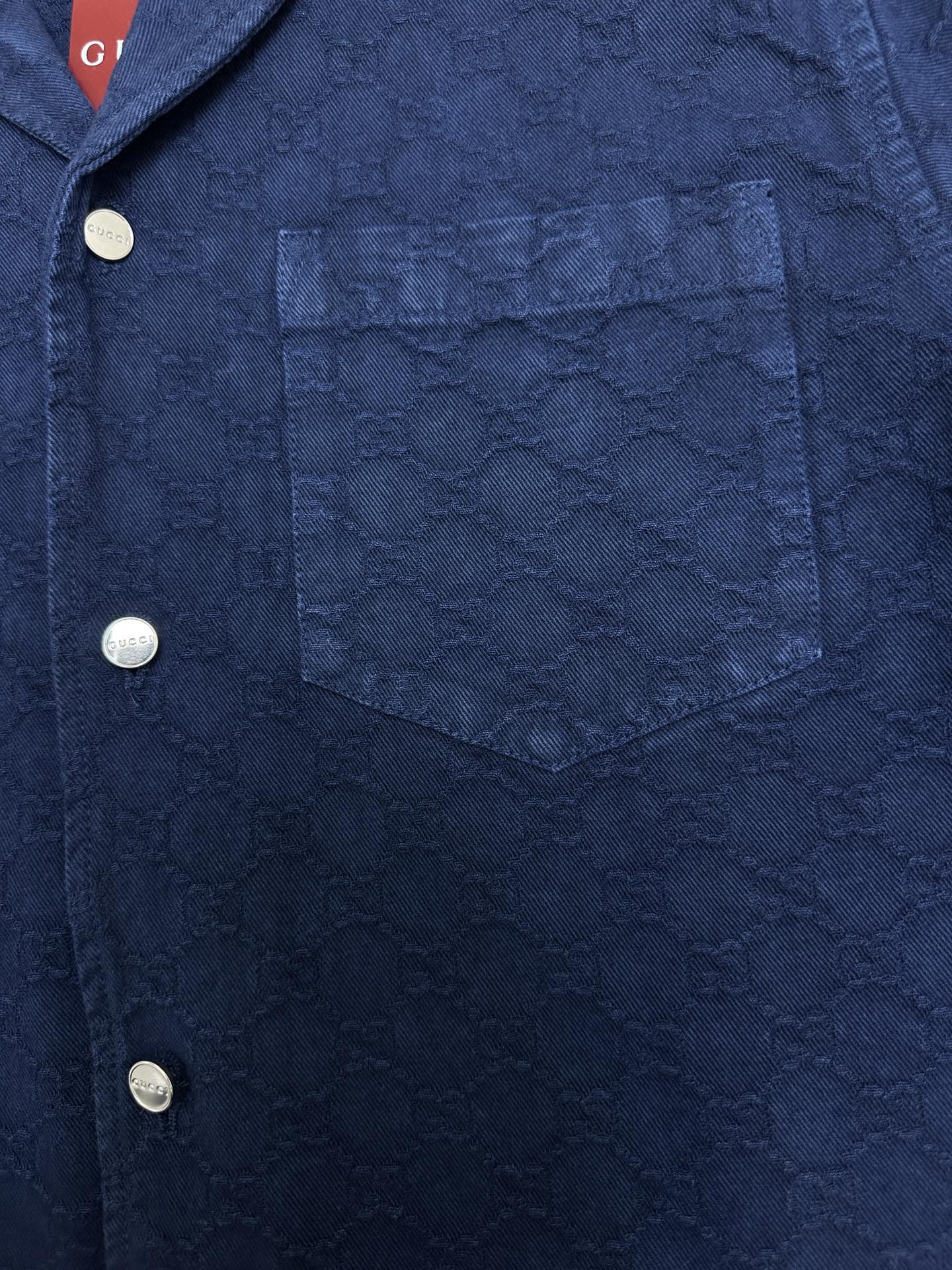 Gucci short-sleeve button shirt chest pocket and silver-tone buttons