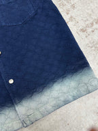 Gucci short-sleeve button shirt front button and light blue hem panel