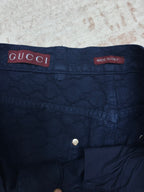 Blue monogram shorts with Gucci label and Made in Italy waistband tag