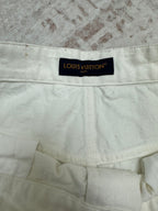 White shorts inner waistband with Louis Vuitton fabric label