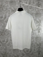 White short-sleeve polo shirt, back view, plain