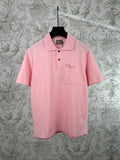 Pink Dior short-sleeve polo shirt with button placket and chest logo