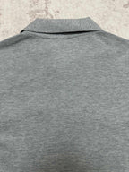 Heather gray short-sleeve polo shirt back with mock collar