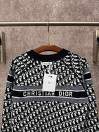 Long-sleeve logo knit sweater with bold band at chest and crew neck