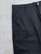 Black pants with back hem logo patch and star emblem accents