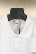 White polo shirt collar with two-button placket and neck label