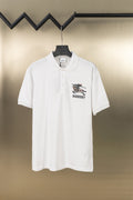 Burberry white polo shirt with short sleeves and embroidered logo on chest