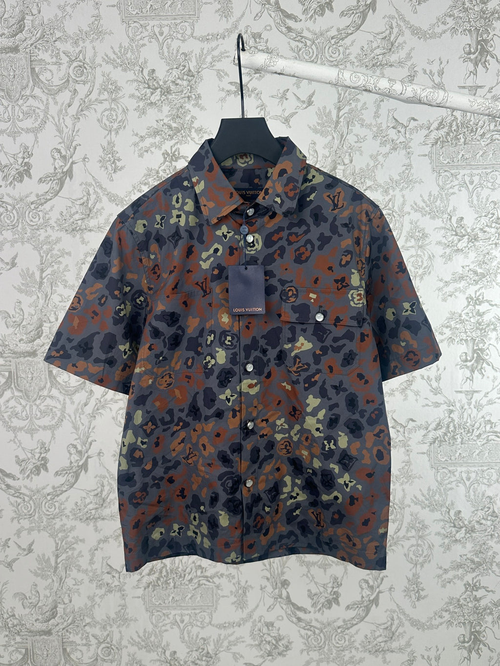 Louis Vuitton short-sleeve shirt with all-over multicolor graphic print and button front