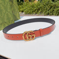 Gucci belt in red leather with gold interlocking buckle and black lining