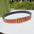 Gucci belt in tan leather with gold-tone double-G buckle