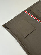 Gucci dark gray shorts with side pocket detail and red/green/white stripe trim