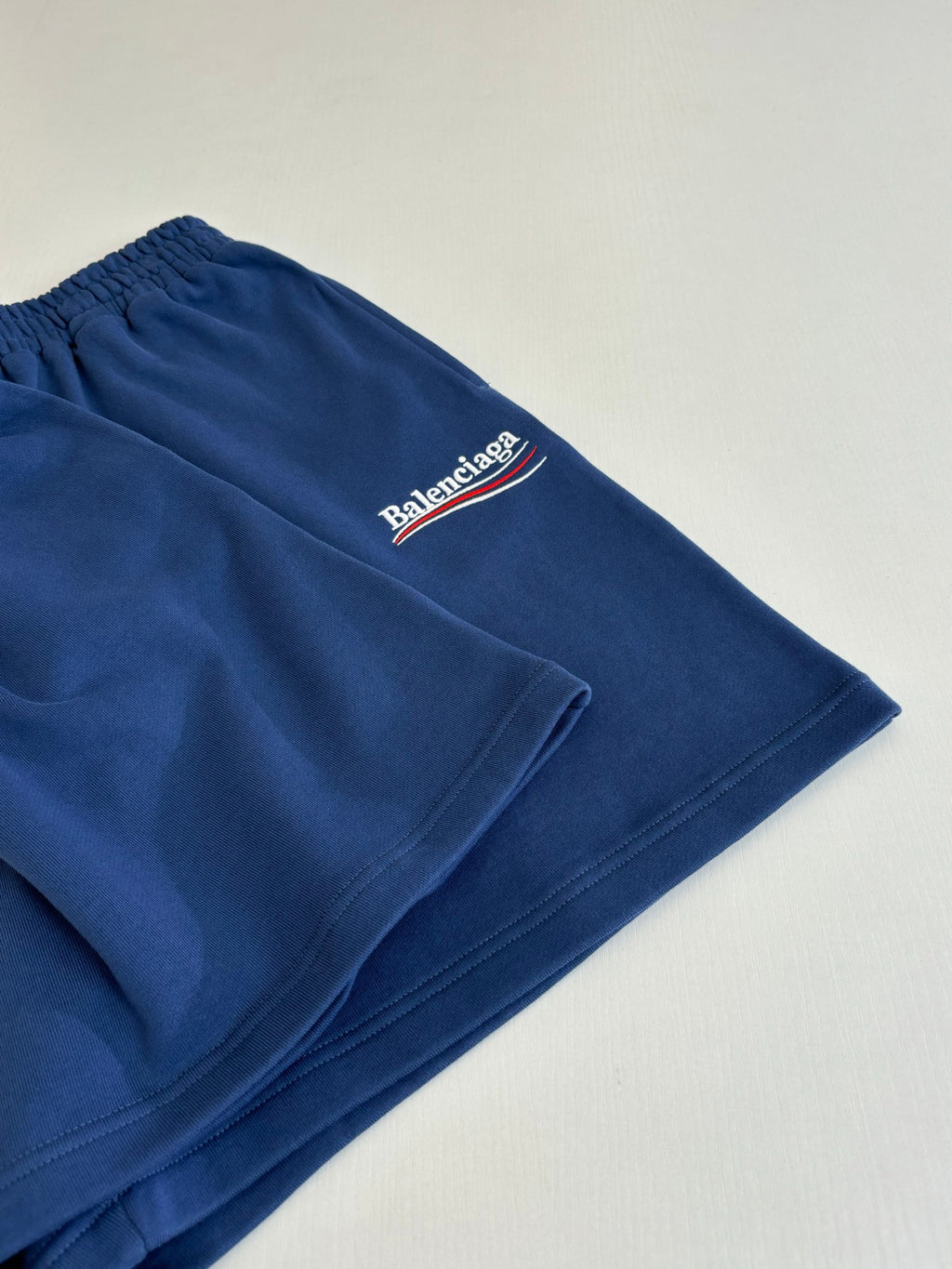 Balenciaga blue shorts fabric and side logo embroidery