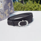 Dior belt with dark strap and silver oval buckle detail