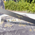 Leather belt strap with Christian Dior PARIS embossing on dark grain finish