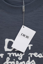 Dark blue T-shirt neckline with hang tag and DIOR branding