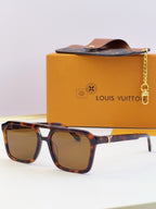 Louis Vuitton square sunglasses with brown lenses and tortoiseshell frame