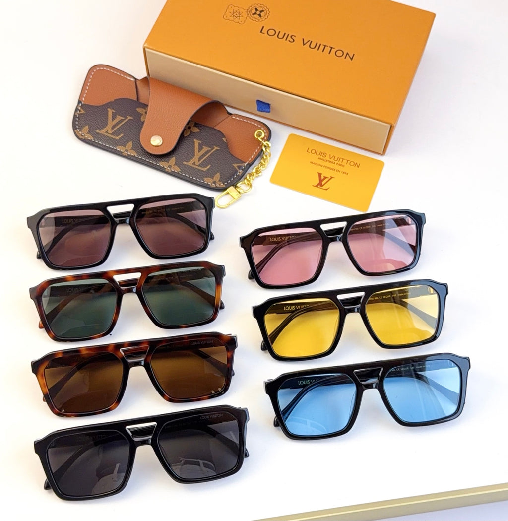 Louis Vuitton glasses assortment of six frames with blue, brown, green, yellow lenses