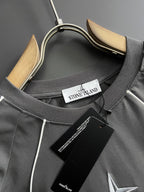 Stone Island crew-neck T-shirt collar detail with inner neck label and tag