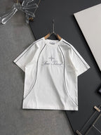 Stone Island white T-shirt with white star and script logo, short sleeves