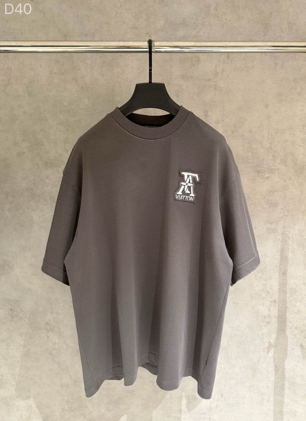 Louis Vuitton T-shirt, dark gray, crew neck, short sleeves, small chest logo patch
