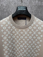 Light beige logo-print T-shirt front with ribbed crew neck and short sleeves